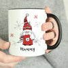 Personalised Gonk Family Black Handled Christmas Ceramic Mug - Female