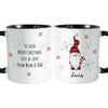 Personalised Gonk Family Black Handled Christmas Ceramic Mug - Boy
