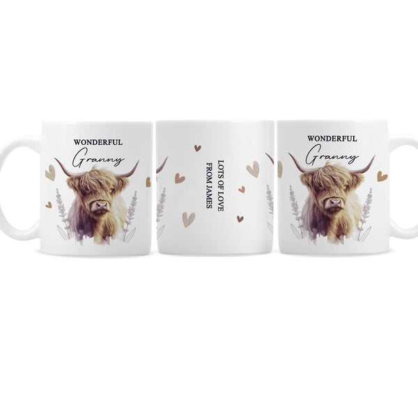 Personalised Highland Cow Ceramic Mug