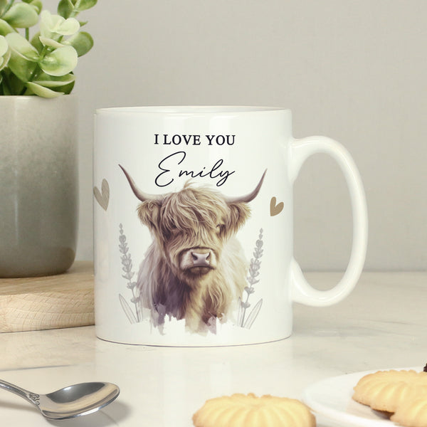 Personalised Highland Cow Ceramic Mug