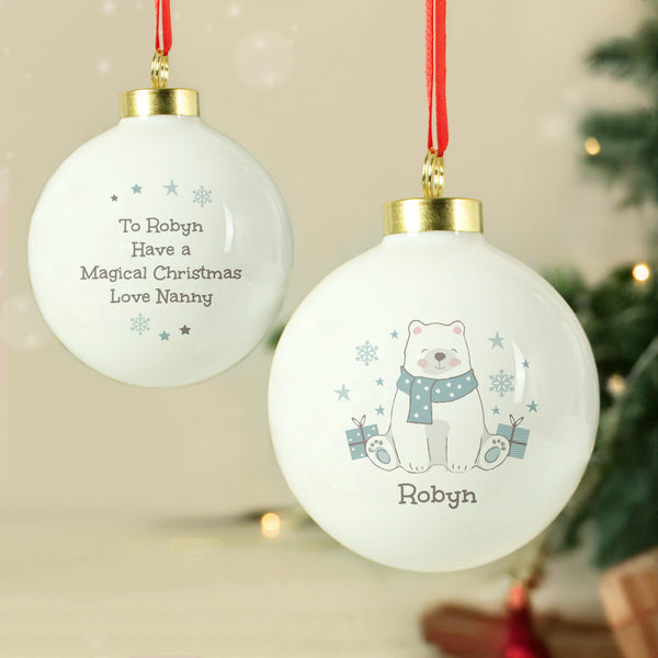 Personalised Polar Bear Christmas Bauble