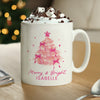 Personalised Pink Christmas Tree Ceramic Mug