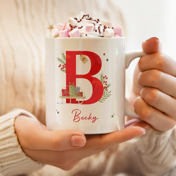 Personalised Christmas Initial Ceramic Mug