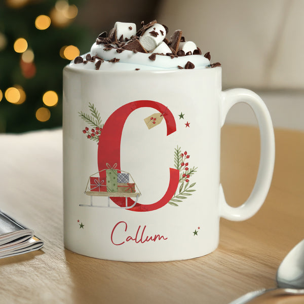 Personalised Christmas Initial Ceramic Mug