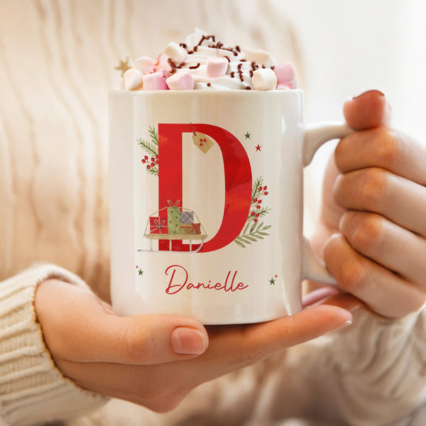 Personalised Christmas Initial Ceramic Mug
