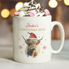 Personalised Highland Cow Christmas Ceramic Mug