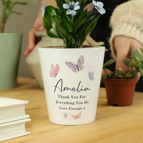 Personalised Butterfly Ceramic Plant Pot