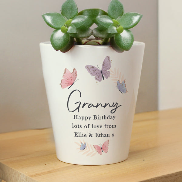 Personalised Butterfly Ceramic Plant Pot
