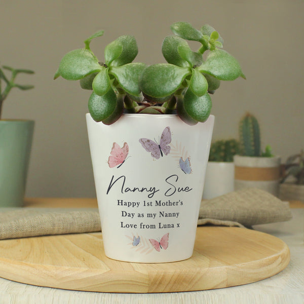 Personalised Butterfly Ceramic Plant Pot