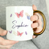 Personalised Butterfly Gold Handled Ceramic Mug