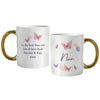 Personalised Butterfly Gold Handled Ceramic Mug