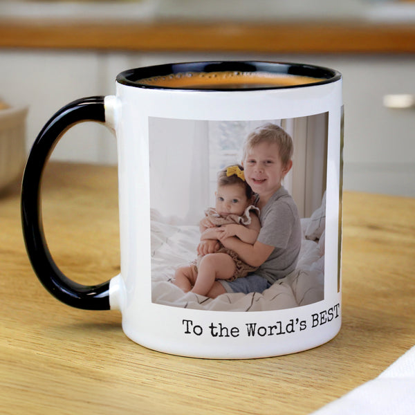 Personalised Multi Photo Upload Black Handle Ceramic Mug