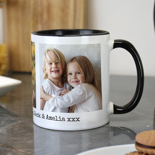 Personalised Multi Photo Upload Black Handle Ceramic Mug