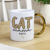 Personalised Cat Mama Gold Handle Ceramic Mug