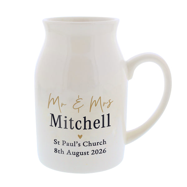 Personalised Black & Gold Free Text Jug Vase