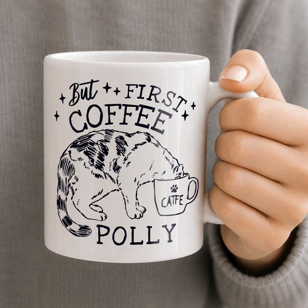 Personalised Cat Mama Gold Handle Ceramic Mug