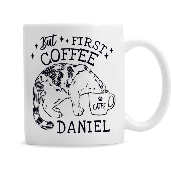 Personalised Cat Mama Gold Handle Ceramic Mug