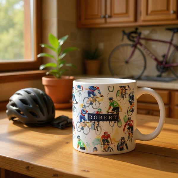 Personalised Cyclist Icons Ceramic Mug