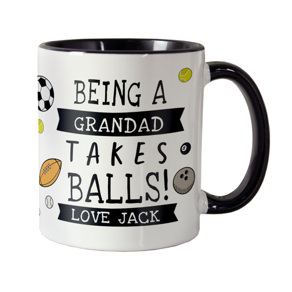 Personalised Takes Balls Black Handle Ceramic Mug