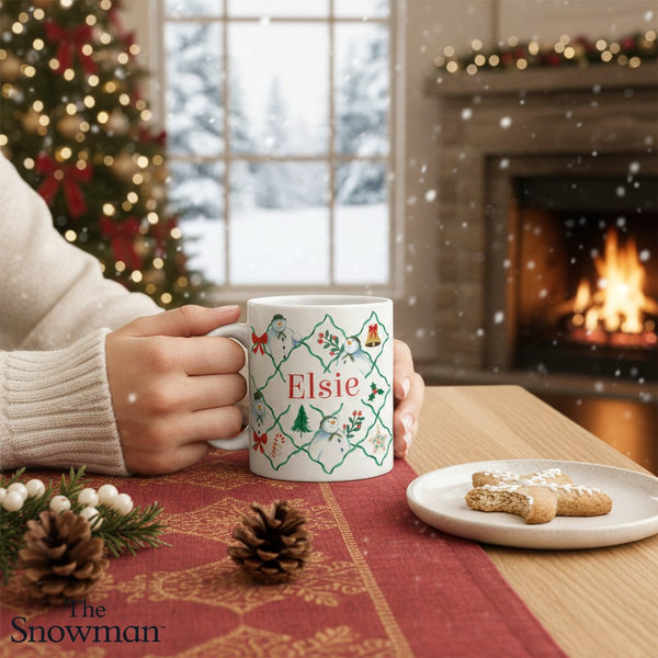 Personalised The Snowman Christmas Wishes Pattern Ceramic Mug