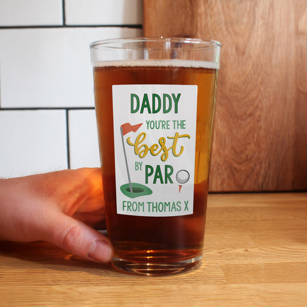Personalised Best By Par Printed Beer Glass