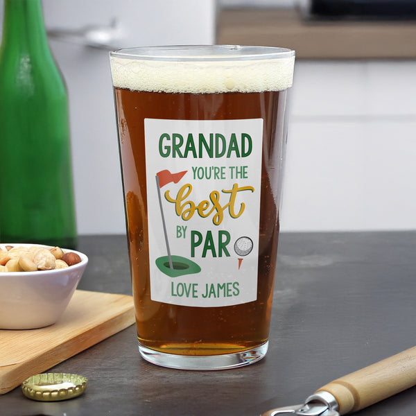 Personalised Best By Par Printed Beer Glass