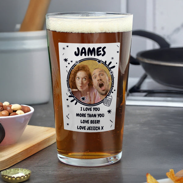 Personalised Cheers Photo Upload Beer Glass