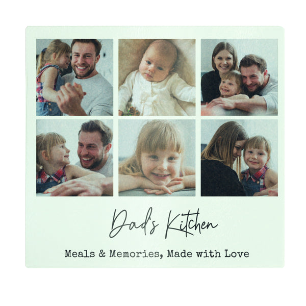 Personalised Multi Photo Upload Glass Chopping Board