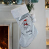 Personalised My 1st Christmas Teddy Silver Grey Stocking