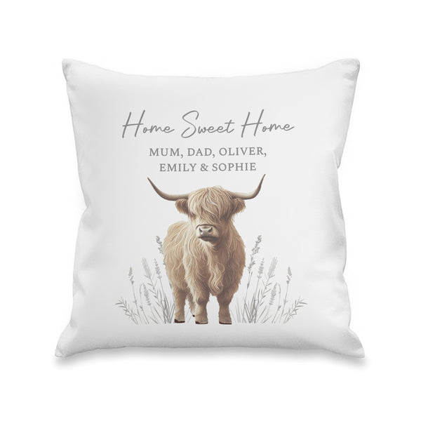 Personalised Highland Cow Filled Cushion