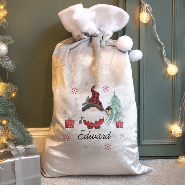 Personalised Gonk Grey Christmas Sack