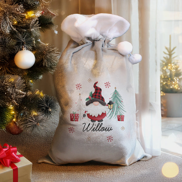 Personalised Gonk Grey Christmas Sack