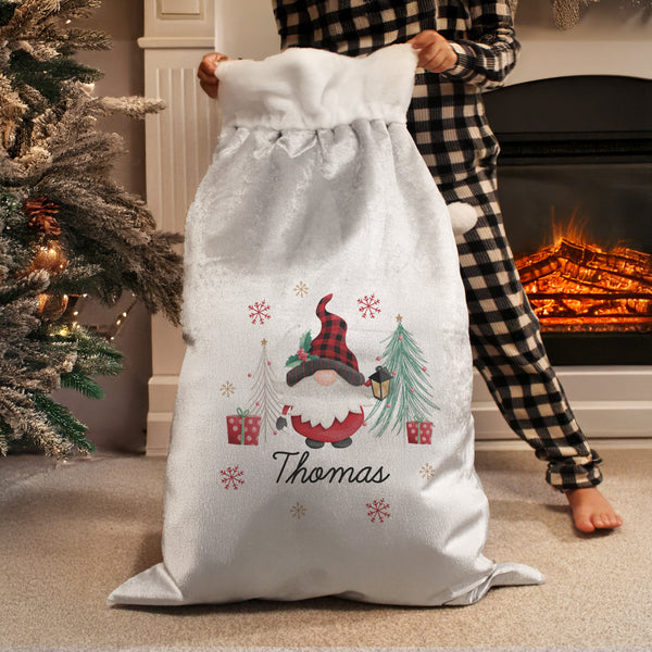Personalised Gonk Grey Christmas Sack