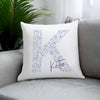 Personalised Floral Blue Initial Filled Cushion