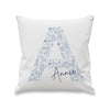 Personalised Floral Blue Initial Filled Cushion