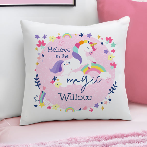 Personalised Pink Unicorn Filled Cushion