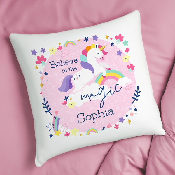 Personalised Pink Unicorn Filled Cushion