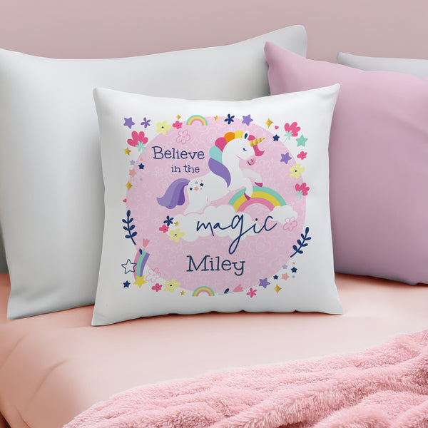 Personalised Pink Unicorn Filled Cushion
