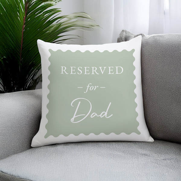 Personalised Sage Green Reserved For Filled Cushion