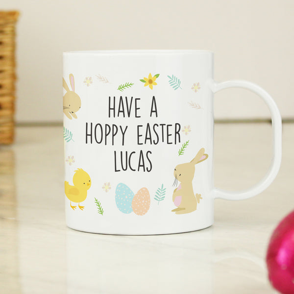 Personalised Easter Bunny & Chick Plastic Childrens Mug