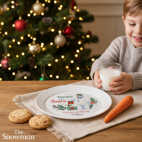 Personalised The Snowman Christmas Wishes Treats For Santa Plastic Plate