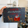 Personalised Santa Stop Here Hanging Slate Sign