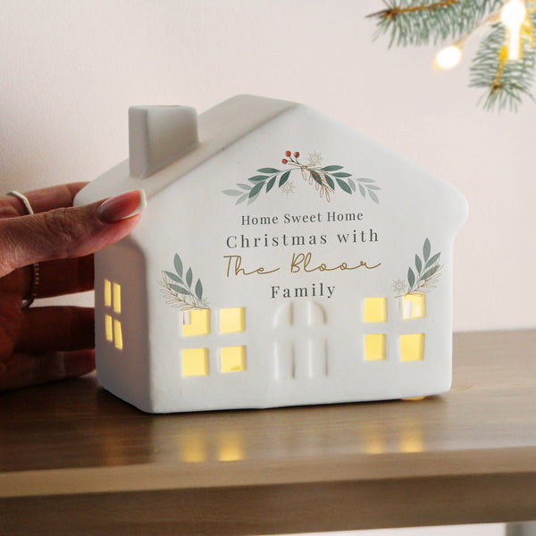 Personalised Christmas Foliage LED House For Christmas