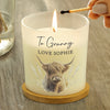 Personalised Highland Cow Frosted Glass Wax Candle
