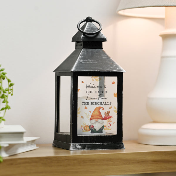 Personalised Autumn Gonk LED Black Lantern