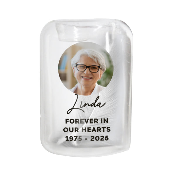 Personalised Photo Upload Memorial Feather Tealight Candle Holder