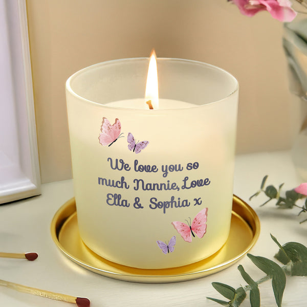 Personalised Butterfly Frosted Glass Wax Candle