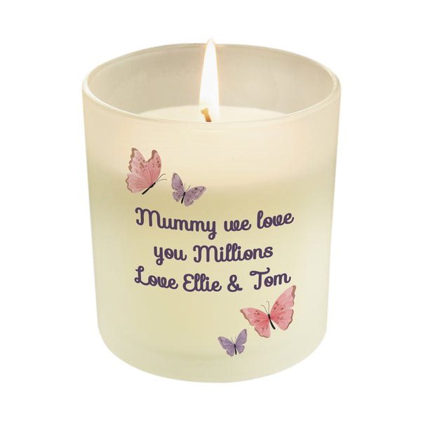 Personalised Butterfly Frosted Glass Wax Candle