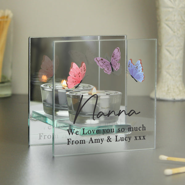 Personalised Butterfly Mirrored Tealight Candle Holder