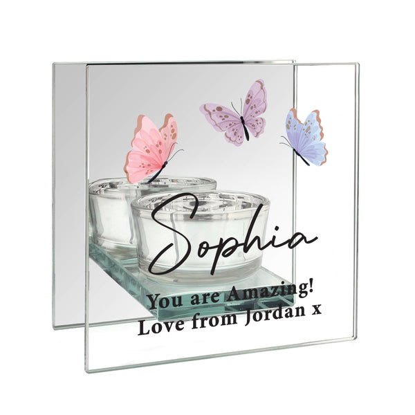 Personalised Butterfly Mirrored Tealight Candle Holder